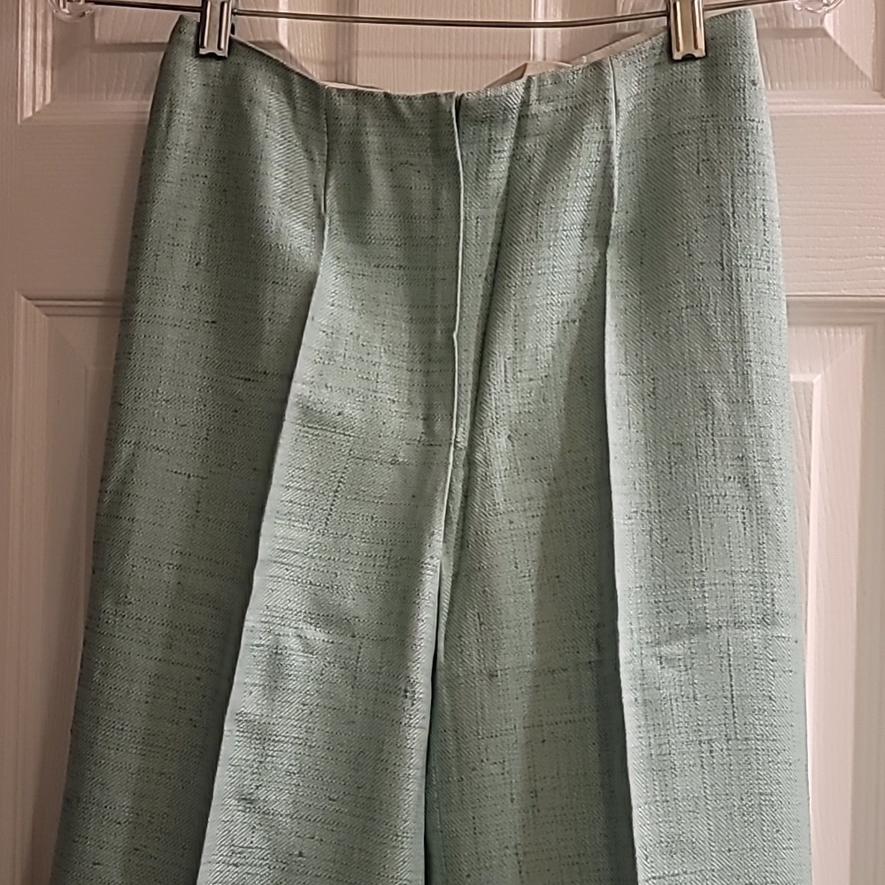 Vintage Light Green Or Aqua Wide Leg Linen Pants Sz 2 - Picture 2 of 6